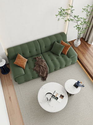 Knitted Modern Fabric Sofa Set Ergonomic Cloth Green 3 Seater Fabric Sofa