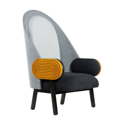 Contemporary Ergonomic Fabric Leisure Chair Twisted Vintage With Solid Wood Legs
