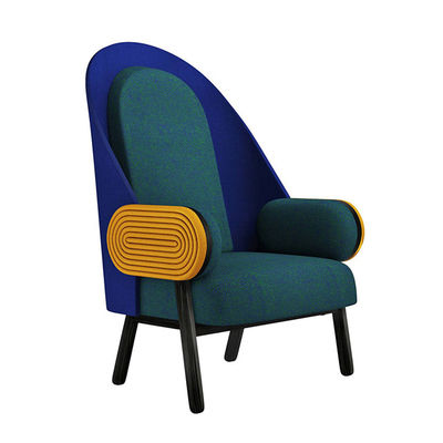 Contemporary Ergonomic Fabric Leisure Chair Twisted Vintage With Solid Wood Legs