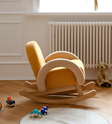 Nordic color Household Small Fabric Rocking Chair Hollow Arc Handrail