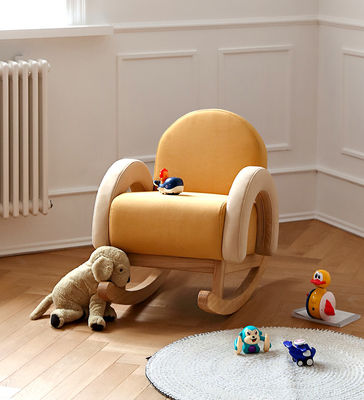 Nordic color Household Small Fabric Rocking Chair Hollow Arc Handrail