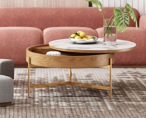 Minimalist Round Marble Coffee Table With Storage Revolving Marble Storage Coffee Table