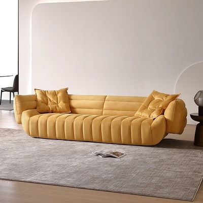 Apartment Modern Fabric Sofa Set Three Seater Yellow Color