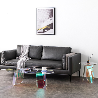Transparent Acrylic Coffee Table Round Rainbow House Furniture