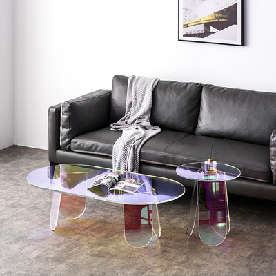 Transparent Acrylic Coffee Table Round Rainbow House Furniture
