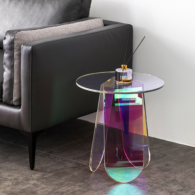 Transparent Acrylic Coffee Table Round Rainbow House Furniture