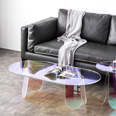 Transparent Acrylic Coffee Table Round Rainbow House Furniture