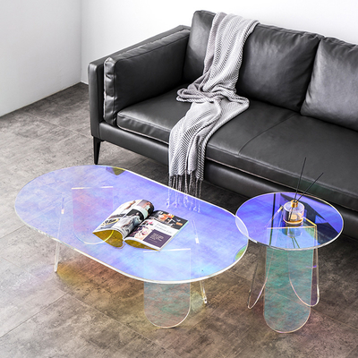 Transparent Acrylic Coffee Table Round Rainbow House Furniture