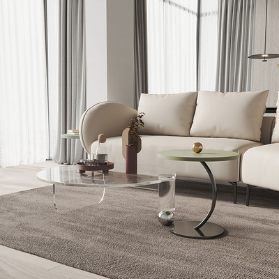 Round Household Transparent Acrylic Coffee Table PMMA Bedroom Furniture