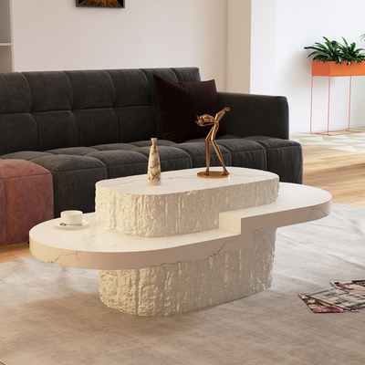 Simple Nordic Oval Coffee Table Synthetic FRP + Marble Material