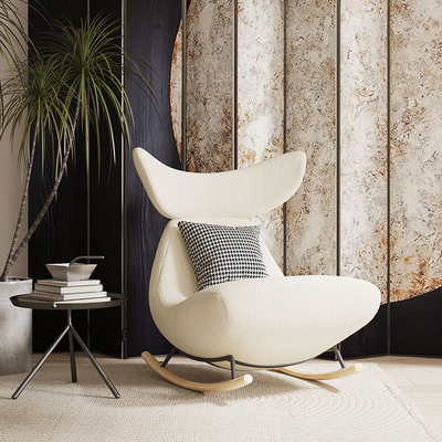 White Flannelette Sitting Room Rocking Chair Teddy Flannel Material L102*W86