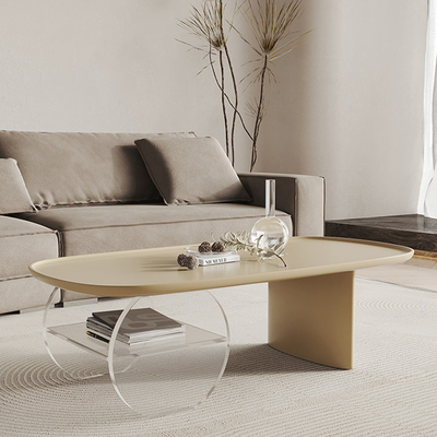 Acrylic High Density Board Living Room Coffee Table Oval Shape Modern