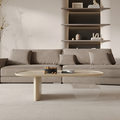 Acrylic High Density Board Living Room Coffee Table Oval Shape Modern