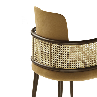 Mid Century Modern Rattan Wood Dining Chair Brown Color 42*56*75