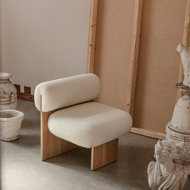 Fabric Leisure Chair White Teddy Designer Lazy Chair