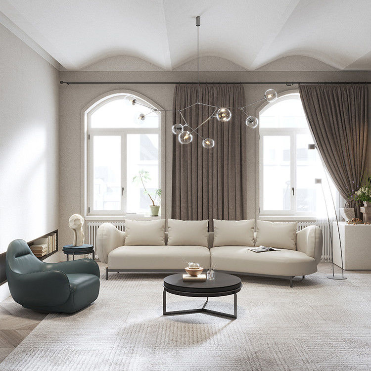ODM L Shaped Modular Sofa 4 Seater White Sofa For Living Room