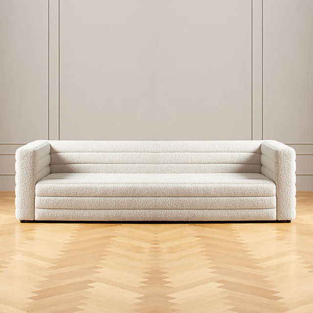 White Modern Fabric Sofa Set Segmented Splicing Comfortable Couch Set