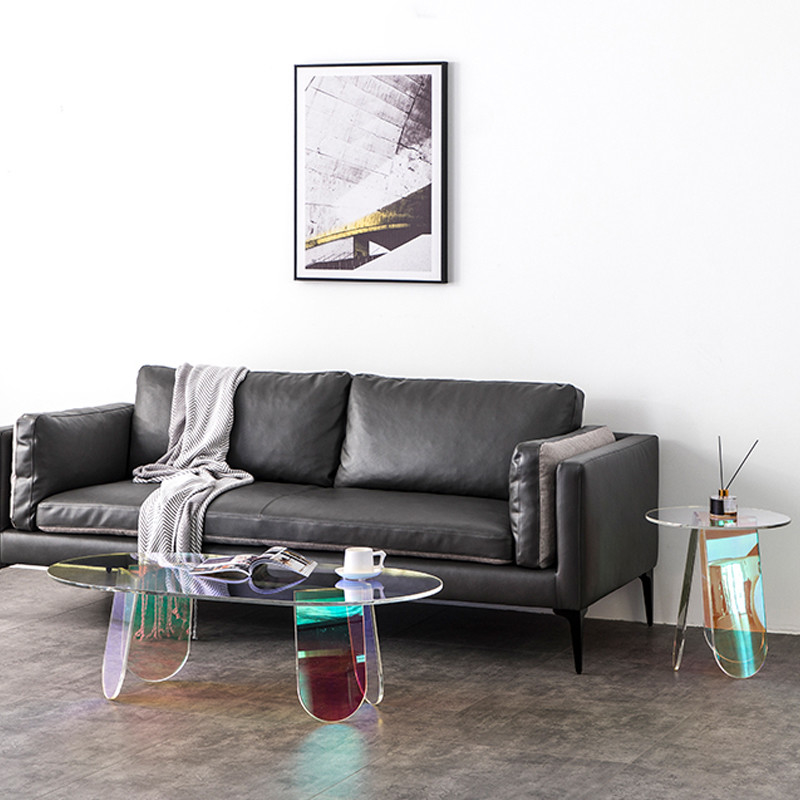 Transparent Acrylic Coffee Table Round Rainbow House Furniture
